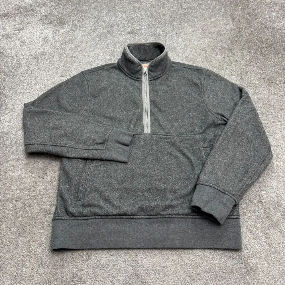 J.Crew Fleece 1/4 Zip Pullover Sweatshirt Mens Medium Gray Pocket Outdoor Casual